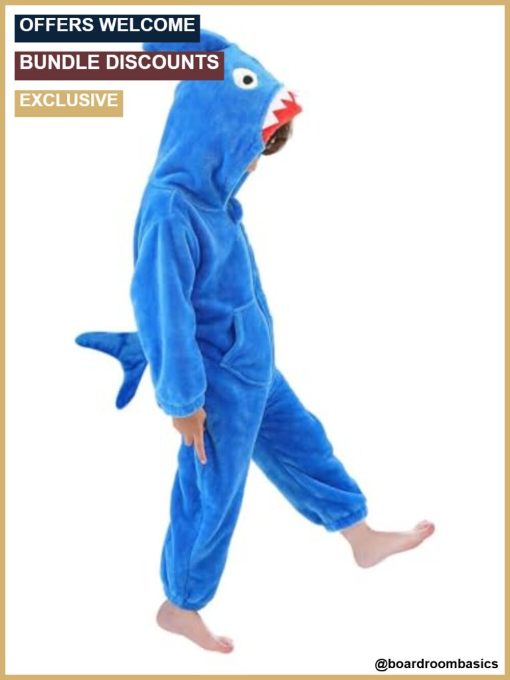 Kids Shark Onesie Costume Flannel Jumpsuit Hooded Animal Cosplay